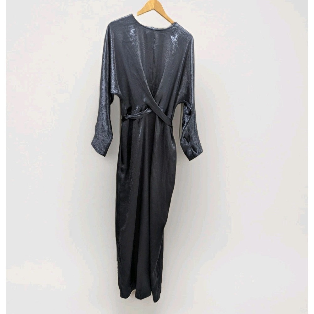 Quiet Luxury Minimalist Glam Satin Tie Back Maxi Dress Navy‎ Whimsigoth Asos 14
